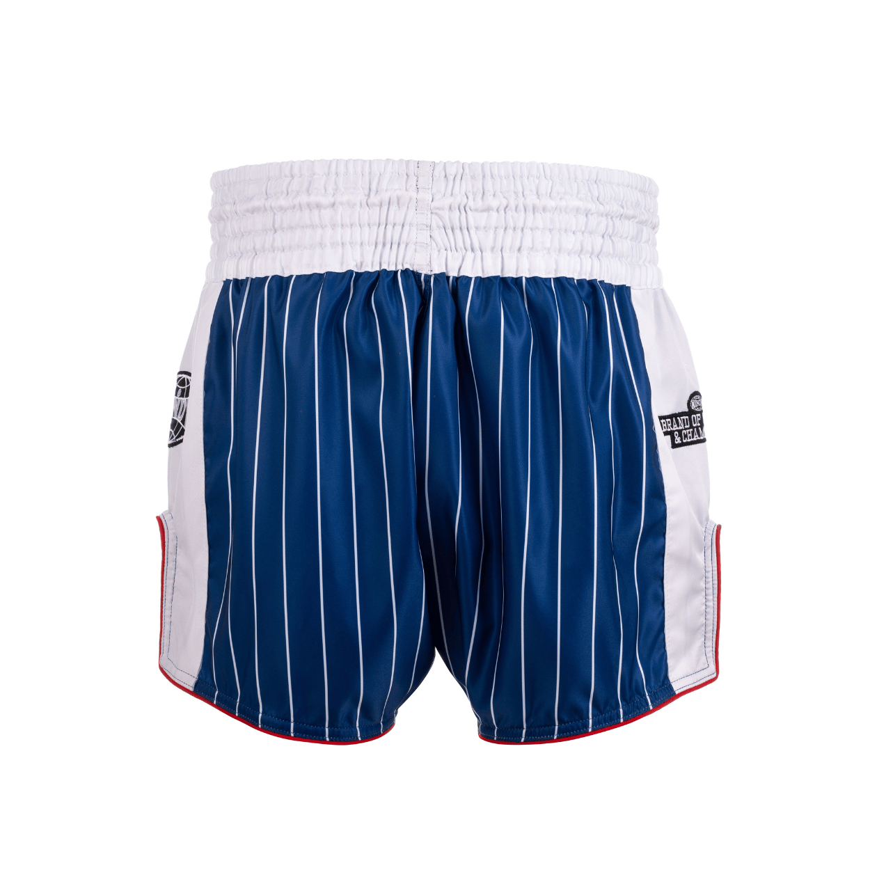 Muay Thai Shorts - Retro 2.0 - Striped Blue/ White/ Red