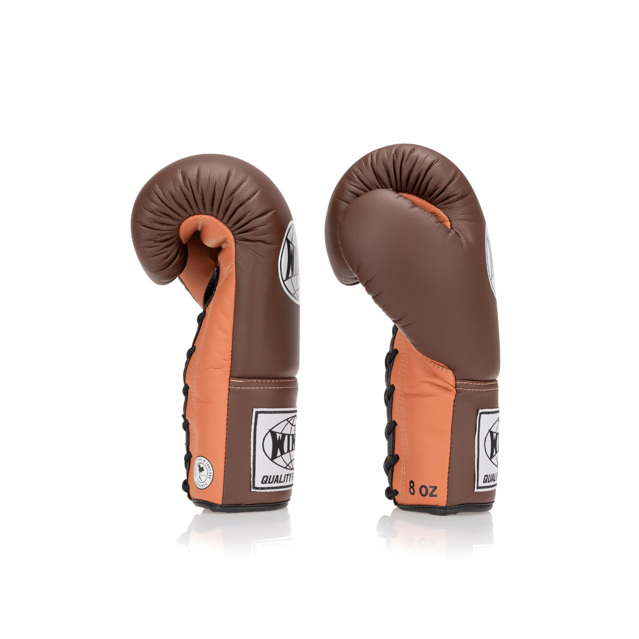 Competition Lace-Up Boxing Glove - Brown/Orange