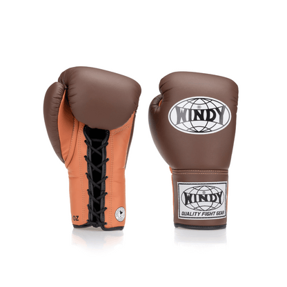 Competition Lace-Up Boxing Glove - Brown/Orange