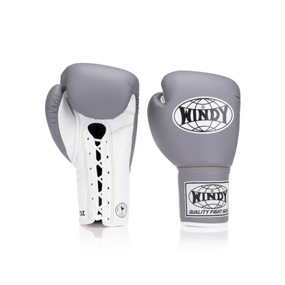 Competition Lace-Up Boxing Glove - Grey/White