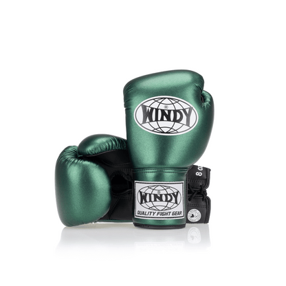 Competition Lace-Up Boxing Glove - Metallic Green/Black