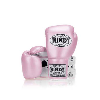 Competition Lace-Up Boxing Glove - Metallic Pink/White