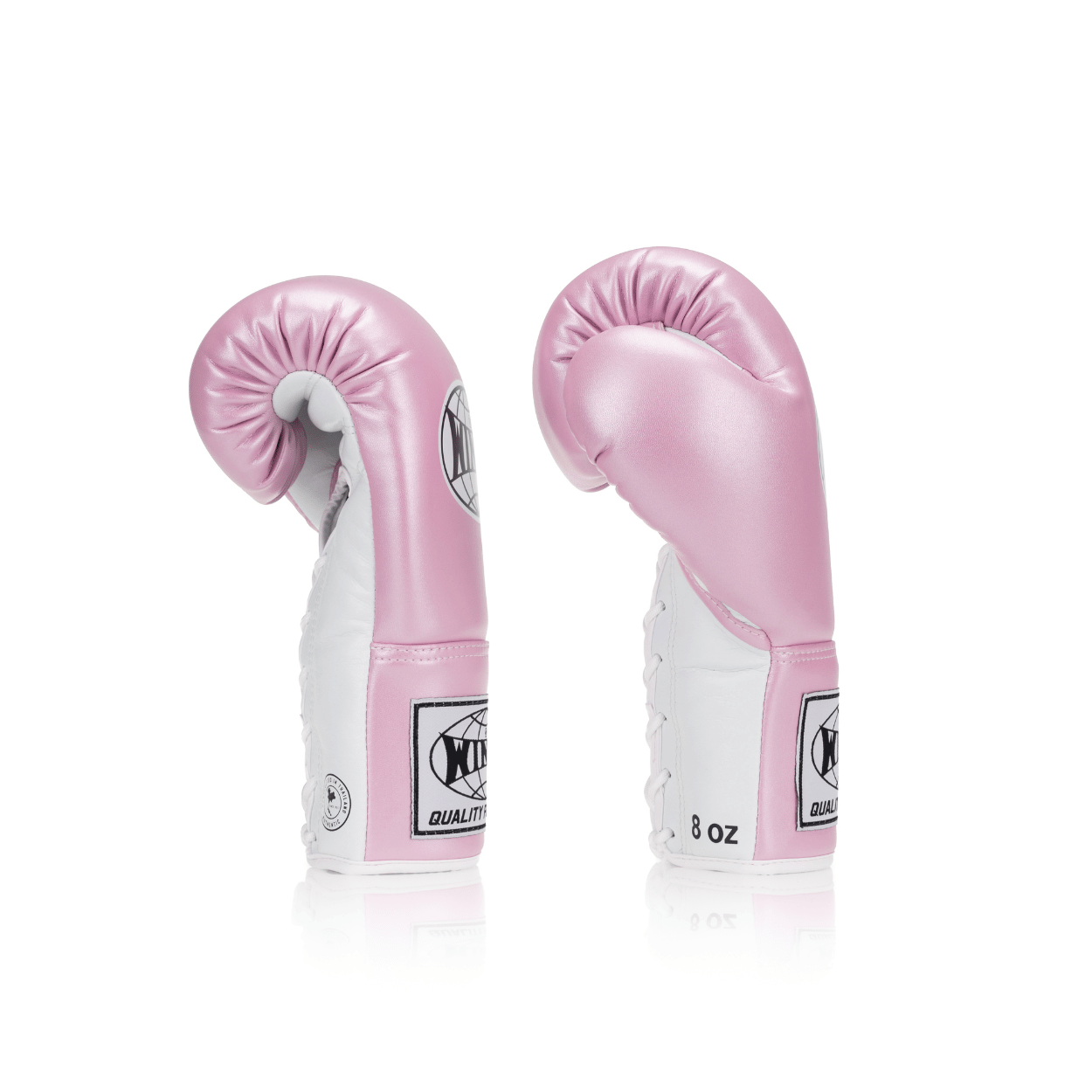 Competition Lace-Up Boxing Glove - Metallic Pink/White