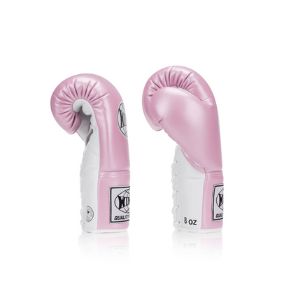 Competition Lace-Up Boxing Glove - Metallic Pink/White