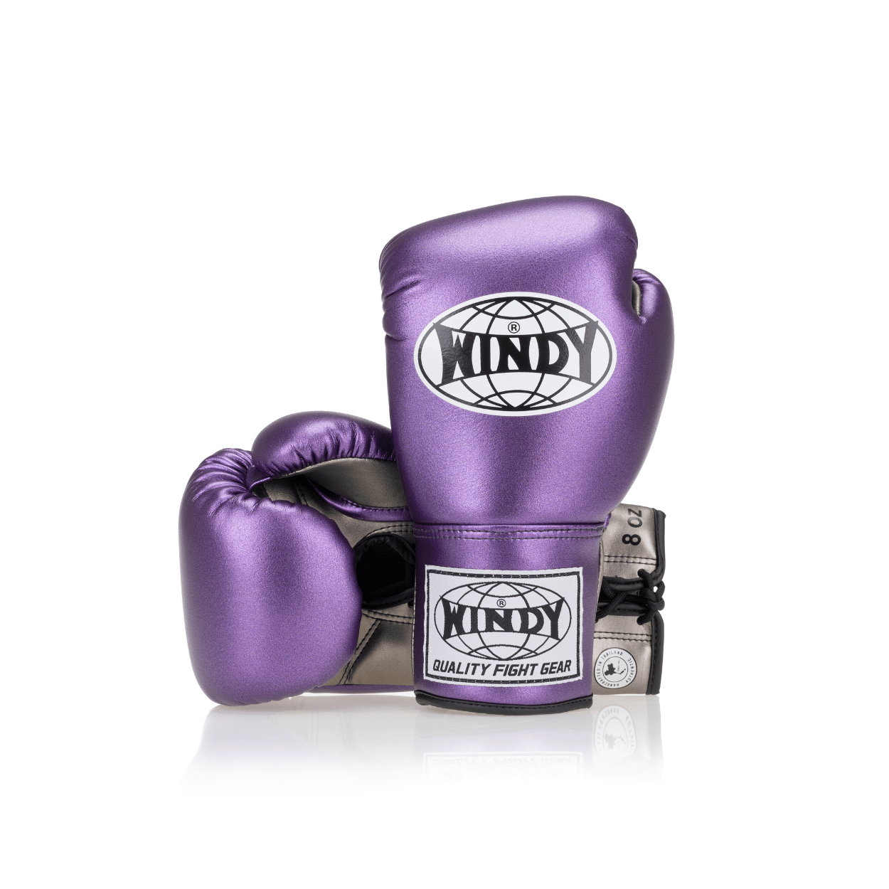 Competition Lace-Up Boxing Glove - Metallic Purple/Silver