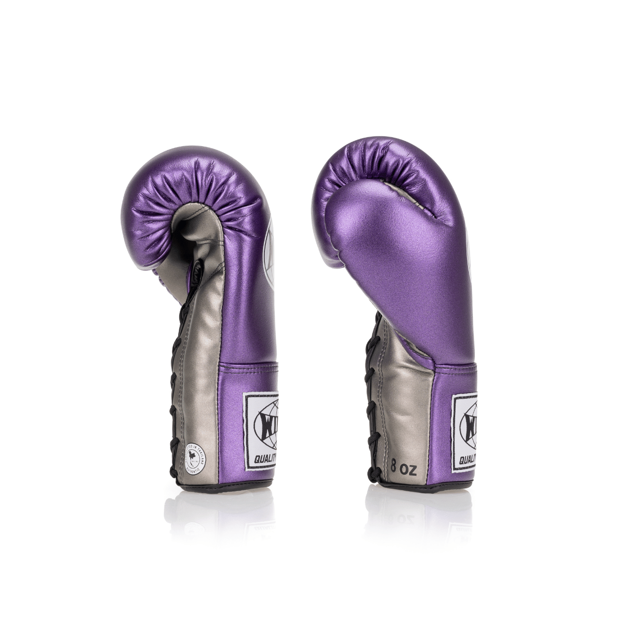 Competition Lace-Up Boxing Glove - Metallic Purple/Silver