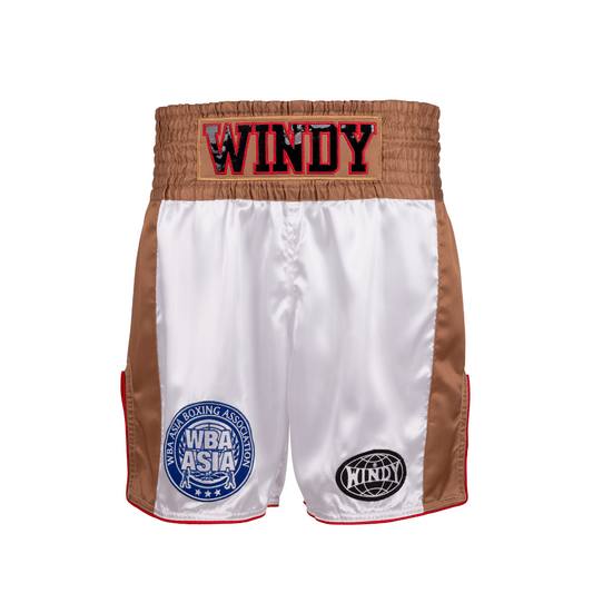 Boxing Trunks - WBA Asia Event Fight Trunks - White/Brown/Red