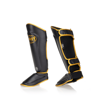 Proline Gold Leather Shin Guard - Black