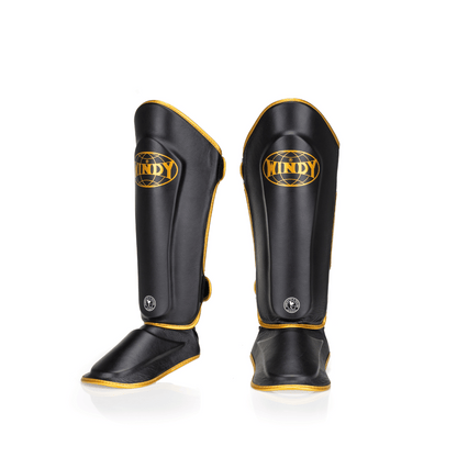 Proline Gold Leather Shin Guard - Black