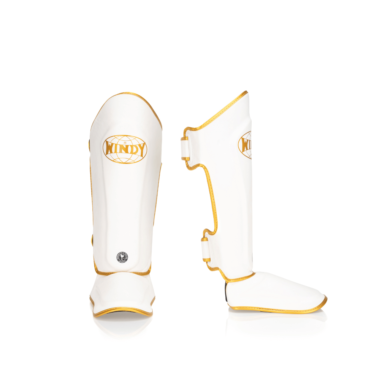 Proline Gold Leather Shin Guard - White