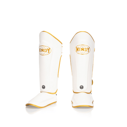 Proline Gold Leather Shin Guard - White